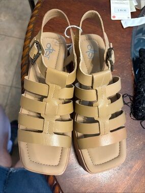 OTBT Tan Multi-Strap Slingback Sandals